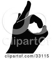 Poster, Art Print Of Black Silhouetted Hand Signaling Approval And Ok