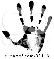Clipart Illustration Of A Black Hand Print Showing The Skin Patterns by elaineitalia #COLLC33116-0046