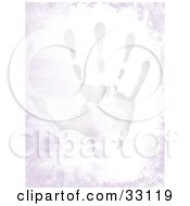 Faint Hand Print On A Grunge Background With A Purple Border