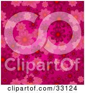 Poster, Art Print Of Pink Background With Pink And Purple Flowers