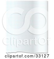 Poster, Art Print Of Background Of Blue Grid Lines On Graph Paper With A Torn Edge On The Bottom