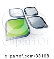 Pre-Made Logo Of A Green Square Or Petal Standing Out From Gray Ones
