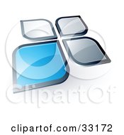 Pre-Made Logo Of A Blue Square Or Petal Standing Out From Gray Ones