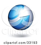 Clipart Illustration Of A Silver 3d Sphere Circled By A Blue Arrow by beboy