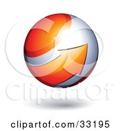 Poster, Art Print Of Silver 3d Sphere Circled By An Orange Arrow