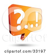 Clipart Illustration Of A Question Mark And Exclamation Point Appearing On An Orange Instant Messenger Chat Window