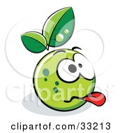 Poster, Art Print Of Grossed Out Green Organic Smiley Ball With Leaves