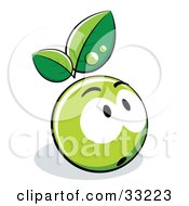 Poster, Art Print Of Nervous Green Organic Smiley Ball With Leaves