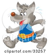 Wolf In Clothes Sweating And Walking