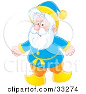 Clipart Illustration Of A White Haired Senior Man In A Blue And Yellow Suit by Alex Bannykh