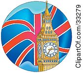 Poster, Art Print Of Flag Waving Behind The Big Ben Clock Tower In London