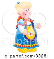 Friendly Blond Woman In A Floral Apron