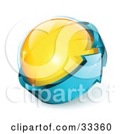Clipart Illustration Of A Yellow Glass Orb Being Circled By A Blue Arrow by beboy