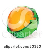 Poster, Art Print Of Orange Glass Orb Being Circled By A Green Arrow