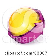 Clipart Illustration Of A Yellow Glass Orb Being Circled By A Purple Arrow