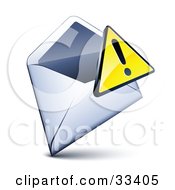 Yellow Exclamation Point Icon Over An Open Envelope