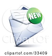 Poster, Art Print Of Green New Sticker Over A Letter In An Open Envelope