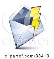 Poster, Art Print Of Lightning Bolt Over An Open Envelope
