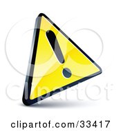 Clipart Illustration Of A Yellow Triangular Icon With A Black Exclamation Point