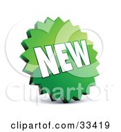 Clipart Illustration Of A Circular Serrated Edged Green Label With White NEW Text by beboy