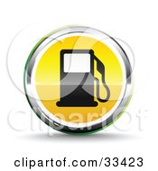 Poster, Art Print Of Chrome And Yellow Fuel Icon With A Black Gas Pump