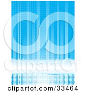 Poster, Art Print Of Blue Background Of Gradient Blue Lines Dots And A Bar With A Grid Pattern