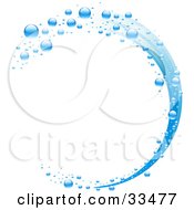 Wave Of Blue Water And Bubbles Over A White Background