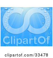 Clipart Illustration Of A Rising Bubbles Along The Sides Of A Blue Underwater Background With Waves Of Light Shining Down by elaineitalia #COLLC33478-0046