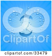 Clipart Illustration Of Two Dolphin Swimming In A Circle Around A Burst Of Light On The Surface Of Water With Bubbles