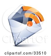 Clipart Illustration Of An Orange RSS Symbol Over An Open Envelope by beboy