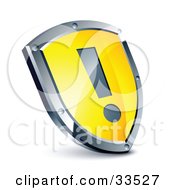 Poster, Art Print Of Exclamation Point On A Yellow Shield