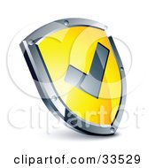 Clipart Illustration Of A Check Mark On A Yellow Shield