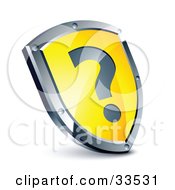 Clipart Illustration Of A Question Mark On A Yellow Shield by beboy