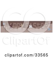 Clipart Illustration Of A Brown Website Banner With Flowers And Happy Easter Text