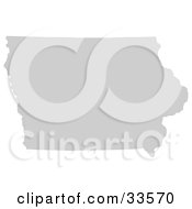 Gray State Silhouette Of Iowa United States On A White Background