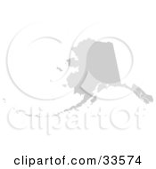 Gray State Silhouette Of Alaska United States On A White Background