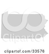 Poster, Art Print Of Gray State Silhouette Of Pennsylvania United States On A White Background