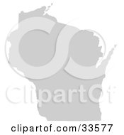 Poster, Art Print Of Gray State Silhouette Of Wisconsin United States On A White Background