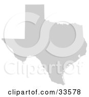 Gray State Silhouette Of Texas United States On A White Background