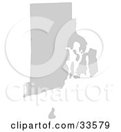 Clipart Illustration Of A Gray State Silhouette Of Rhode Island United States On A White Background