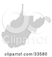 Poster, Art Print Of Gray State Silhouette Of West Virginia United States On A White Background