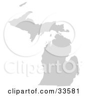 Clipart Illustration Of A Gray State Silhouette Of Michigan United States On A White Background by Jamers