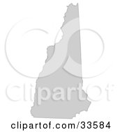 Clipart Illustration Of A Gray State Silhouette Of New Hampshire United States On A White Background