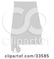 Clipart Illustration Of A Gray State Silhouette Of Alabama United States On A White Background