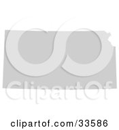 Clipart Illustration Of A Gray State Silhouette Of Kansas United States On A White Background by Jamers