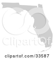 Poster, Art Print Of Gray State Silhouette Of Florida United States On A White Background