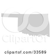 Gray State Silhouette Of Oklahoma United States On A White Background