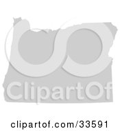 Gray State Silhouette Of Oregon United States On A White Background