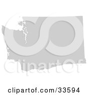 Clipart Illustration Of A Gray State Silhouette Of Washington United States On A White Background by Jamers #COLLC33594-0013