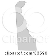 Gray State Silhouette Of Delaware United States On A White Background